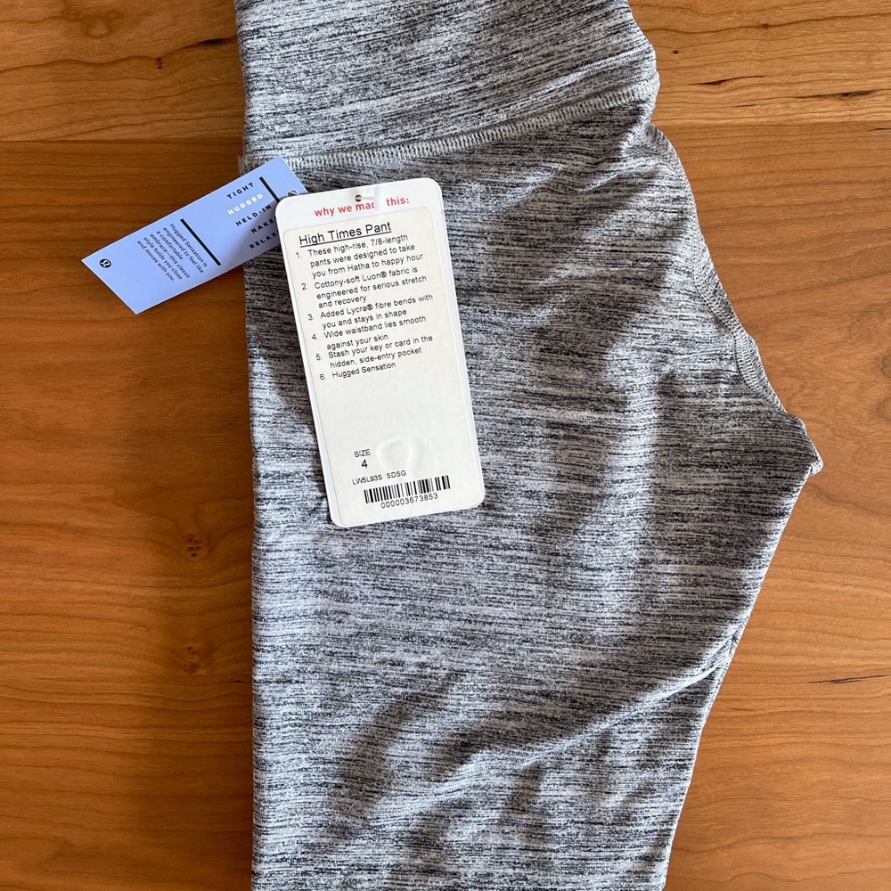 Lululemon High Times Leggings Grey Size 4 BNWT
